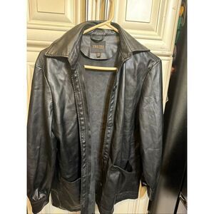 Truth by Republic Men's Collared Button Front Leather Jacket Black Size XS